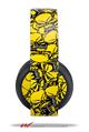 Vinyl Decal Skin Wrap compatible with Original Sony PlayStation 4 Gold Wireless Headphones Scattered Skulls Yellow (PS4 HEADPHONES NOT INCLUDED)