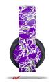 Vinyl Decal Skin Wrap compatible with Original Sony PlayStation 4 Gold Wireless Headphones Scattered Skulls Purple (PS4 HEADPHONES NOT INCLUDED)