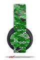 Vinyl Decal Skin Wrap compatible with Original Sony PlayStation 4 Gold Wireless Headphones HEX Mesh Camo 01 Green Bright (PS4 HEADPHONES NOT INCLUDED)