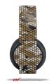 Vinyl Decal Skin Wrap compatible with Original Sony PlayStation 4 Gold Wireless Headphones HEX Mesh Camo 01 Tan (PS4 HEADPHONES NOT INCLUDED)