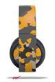 Vinyl Decal Skin Wrap compatible with Original Sony PlayStation 4 Gold Wireless Headphones WraptorCamo Old School Camouflage Camo Orange (PS4 HEADPHONES NOT INCLUDED)