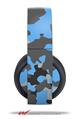 Vinyl Decal Skin Wrap compatible with Original Sony PlayStation 4 Gold Wireless Headphones WraptorCamo Old School Camouflage Camo Blue Medium (PS4 HEADPHONES NOT INCLUDED)