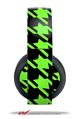 Vinyl Decal Skin Wrap compatible with Original Sony PlayStation 4 Gold Wireless Headphones Houndstooth Neon Lime Green on Black (PS4 HEADPHONES NOT INCLUDED)