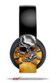 Vinyl Decal Skin Wrap compatible with Original Sony PlayStation 4 Gold Wireless Headphones Chrome Skull on Fire (PS4 HEADPHONES NOT INCLUDED)