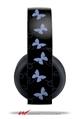 Vinyl Decal Skin Wrap compatible with Original Sony PlayStation 4 Gold Wireless Headphones Pastel Butterflies Blue on Black (PS4 HEADPHONES NOT INCLUDED)