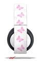 Vinyl Decal Skin Wrap compatible with Original Sony PlayStation 4 Gold Wireless Headphones Pastel Butterflies Pink on White (PS4 HEADPHONES NOT INCLUDED)