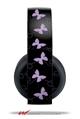 Vinyl Decal Skin Wrap compatible with Original Sony PlayStation 4 Gold Wireless Headphones Pastel Butterflies Purple on Black (PS4 HEADPHONES NOT INCLUDED)