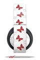 Vinyl Decal Skin Wrap compatible with Original Sony PlayStation 4 Gold Wireless Headphones Pastel Butterflies Red on White (PS4 HEADPHONES NOT INCLUDED)