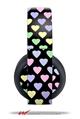 Vinyl Decal Skin Wrap compatible with Original Sony PlayStation 4 Gold Wireless Headphones Pastel Hearts on Black (PS4 HEADPHONES NOT INCLUDED)