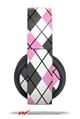 Vinyl Decal Skin Wrap compatible with Original Sony PlayStation 4 Gold Wireless Headphones Argyle Pink and Gray (PS4 HEADPHONES NOT INCLUDED)