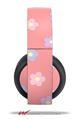 Vinyl Decal Skin Wrap compatible with Original Sony PlayStation 4 Gold Wireless Headphones Pastel Flowers on Pink (PS4 HEADPHONES NOT INCLUDED)
