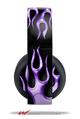 Vinyl Decal Skin Wrap compatible with Original Sony PlayStation 4 Gold Wireless Headphones Metal Flames Purple (PS4 HEADPHONES NOT INCLUDED)