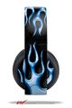 Vinyl Decal Skin Wrap compatible with Original Sony PlayStation 4 Gold Wireless Headphones Metal Flames Blue (PS4 HEADPHONES NOT INCLUDED)