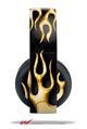 Vinyl Decal Skin Wrap compatible with Original Sony PlayStation 4 Gold Wireless Headphones Metal Flames Yellow (PS4 HEADPHONES NOT INCLUDED)