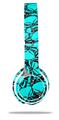 WraptorSkinz Skin Decal Wrap compatible with Beats Solo 2 WIRED Headphones Scattered Skulls Neon Teal Skin Only (HEADPHONES NOT INCLUDED)