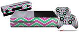 Zig Zag Teal Green and Pink - Holiday Bundle Decal Style Skin fits XBOX One Console Original, Kinect and 2 Controllers (XBOX SYSTEM NOT INCLUDED)