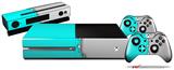Ripped Colors Neon Teal Gray - Holiday Bundle Decal Style Skin fits XBOX One Console Original, Kinect and 2 Controllers (XBOX SYSTEM NOT INCLUDED)