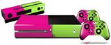 Ripped Colors Hot Pink Neon Green - Holiday Bundle Decal Style Skin fits XBOX One Console Original, Kinect and 2 Controllers (XBOX SYSTEM NOT INCLUDED)