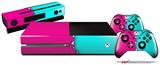 Ripped Colors Hot Pink Neon Teal - Holiday Bundle Decal Style Skin fits XBOX One Console Original, Kinect and 2 Controllers (XBOX SYSTEM NOT INCLUDED)