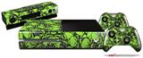 Scattered Skulls Neon Green - Holiday Bundle Decal Style Skin fits XBOX One Console Original, Kinect and 2 Controllers (XBOX SYSTEM NOT INCLUDED)