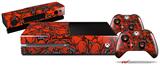 Scattered Skulls Red - Holiday Bundle Decal Style Skin fits XBOX One Console Original, Kinect and 2 Controllers (XBOX SYSTEM NOT INCLUDED)