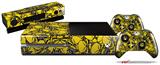 Scattered Skulls Yellow - Holiday Bundle Decal Style Skin fits XBOX One Console Original, Kinect and 2 Controllers (XBOX SYSTEM NOT INCLUDED)
