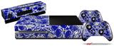 Scattered Skulls Royal Blue - Holiday Bundle Decal Style Skin fits XBOX One Console Original, Kinect and 2 Controllers (XBOX SYSTEM NOT INCLUDED)