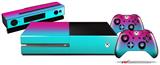Smooth Fades Neon Teal Hot Pink - Holiday Bundle Decal Style Skin fits XBOX One Console Original, Kinect and 2 Controllers (XBOX SYSTEM NOT INCLUDED)
