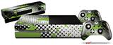 Halftone Splatter Green White - Holiday Bundle Decal Style Skin fits XBOX One Console Original, Kinect and 2 Controllers (XBOX SYSTEM NOT INCLUDED)