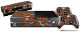 WraptorCamo Old School Camouflage Camo Orange Burnt - Holiday Bundle Decal Style Skin fits XBOX One Console Original, Kinect and 2 Controllers (XBOX SYSTEM NOT INCLUDED)