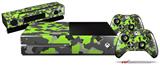 WraptorCamo Old School Camouflage Camo Lime Green - Holiday Bundle Decal Style Skin fits XBOX One Console Original, Kinect and 2 Controllers (XBOX SYSTEM NOT INCLUDED)
