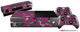 WraptorCamo Old School Camouflage Camo Fuschia Hot Pink - Holiday Bundle Decal Style Skin fits XBOX One Console Original, Kinect and 2 Controllers (XBOX SYSTEM NOT INCLUDED)