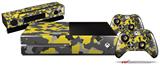 WraptorCamo Old School Camouflage Camo Yellow - Holiday Bundle Decal Style Skin fits XBOX One Console Original, Kinect and 2 Controllers (XBOX SYSTEM NOT INCLUDED)