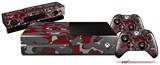 WraptorCamo Old School Camouflage Camo Red Dark - Holiday Bundle Decal Style Skin fits XBOX One Console Original, Kinect and 2 Controllers (XBOX SYSTEM NOT INCLUDED)