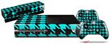 Houndstooth Neon Teal on Black - Holiday Bundle Decal Style Skin fits XBOX One Console Original, Kinect and 2 Controllers (XBOX SYSTEM NOT INCLUDED)