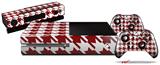 Houndstooth Red Dark - Holiday Bundle Decal Style Skin fits XBOX One Console Original, Kinect and 2 Controllers (XBOX SYSTEM NOT INCLUDED)