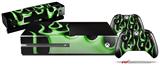Metal Flames Green - Holiday Bundle Decal Style Skin fits XBOX One Console Original, Kinect and 2 Controllers (XBOX SYSTEM NOT INCLUDED)
