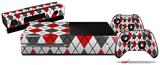 Argyle Red and Gray - Holiday Bundle Decal Style Skin fits XBOX One Console Original, Kinect and 2 Controllers (XBOX SYSTEM NOT INCLUDED)