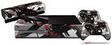 Abstract 02 Red - Holiday Bundle Decal Style Skin fits XBOX One Console Original, Kinect and 2 Controllers (XBOX SYSTEM NOT INCLUDED)