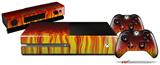 Fire on Black - Holiday Bundle Decal Style Skin fits XBOX One Console Original, Kinect and 2 Controllers (XBOX SYSTEM NOT INCLUDED)