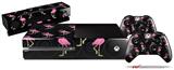 Flamingos on Black - Holiday Bundle Decal Style Skin fits XBOX One Console Original, Kinect and 2 Controllers (XBOX SYSTEM NOT INCLUDED)