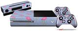 Flamingos on Blue - Holiday Bundle Decal Style Skin fits XBOX One Console Original, Kinect and 2 Controllers (XBOX SYSTEM NOT INCLUDED)