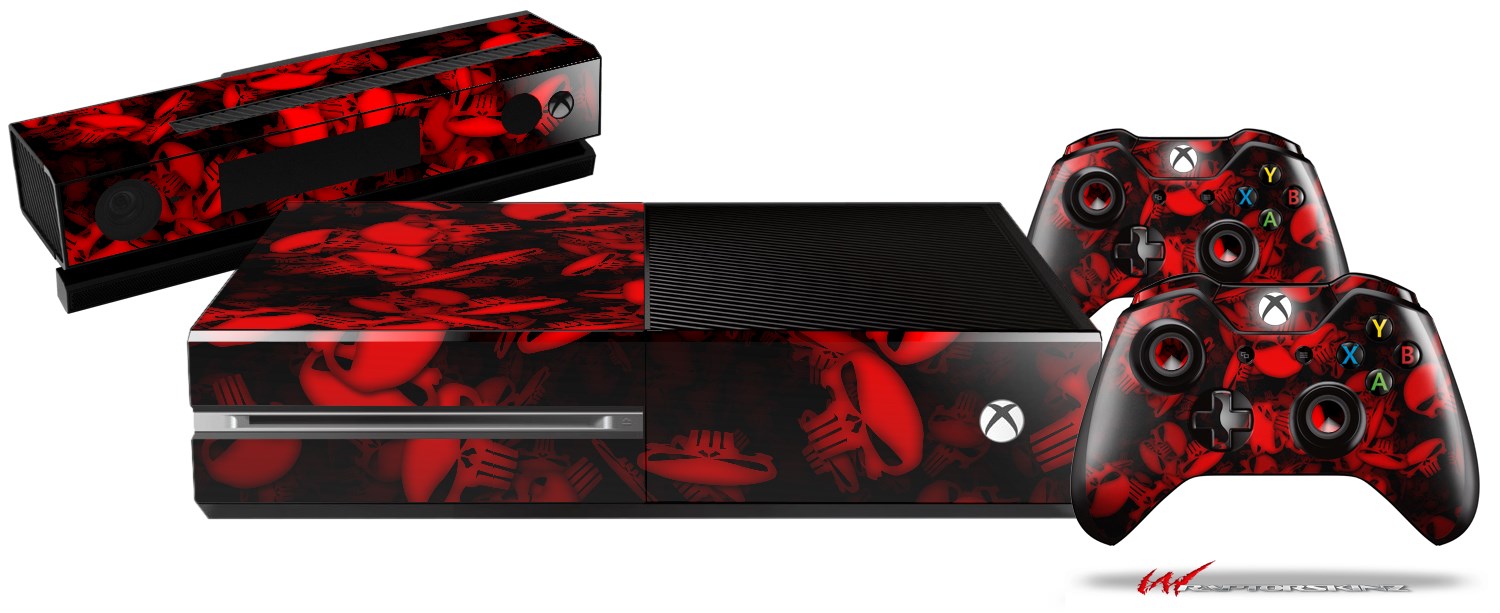 Groene achtergrond persoon cent XBOX One Original Console and Controller Skins Bundle Skulls Confetti Red |  WraptorSkinz