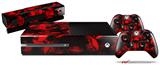 Skulls Confetti Red - Holiday Bundle Decal Style Skin fits XBOX One Console Original, Kinect and 2 Controllers (XBOX SYSTEM NOT INCLUDED)