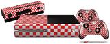 Checkered Canvas Red and White - Holiday Bundle Decal Style Skin fits XBOX One Console Original, Kinect and 2 Controllers (XBOX SYSTEM NOT INCLUDED)