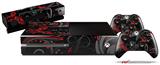 Twisted Garden Gray and Red - Holiday Bundle Decal Style Skin fits XBOX One Console Original, Kinect and 2 Controllers (XBOX SYSTEM NOT INCLUDED)