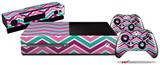 Zig Zag Teal Pink Purple - Holiday Bundle Decal Style Skin fits XBOX One Console Original, Kinect and 2 Controllers (XBOX SYSTEM NOT INCLUDED)