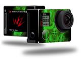 Flaming Fire Skull Green - Decal Style Skin fits GoPro Hero 4 Silver Camera (GOPRO SOLD SEPARATELY)