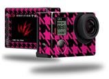 Houndstooth Hot Pink on Black - Decal Style Skin fits GoPro Hero 4 Silver Camera (GOPRO SOLD SEPARATELY)
