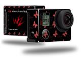 Pastel Butterflies Red on Black - Decal Style Skin fits GoPro Hero 4 Silver Camera (GOPRO SOLD SEPARATELY)